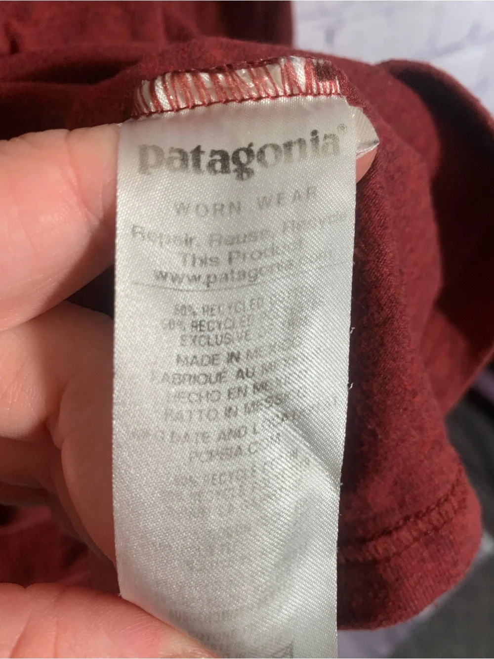 Patagonia Mens Responsibili-Tee Long Sleeve Crewneck Red M Casual Logo Graphic